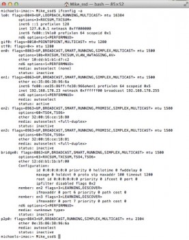 Mit dem Befehl "ifconfig -a" kann man per Terminal auf dem Mac sämtliche IP-Adressen auslesen