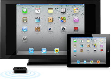 Mit Airplay gelangt der iPad-Inhalt via Apple TV drahtlos auf den HD-Fernseher