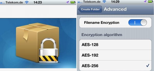 Höchste Verschlüsselungsstufe innerhalb von Dropbox - auch via iPhone