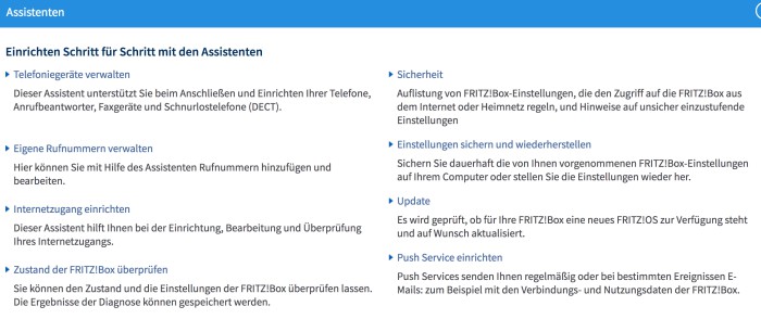 Fritzbox-Assistenten