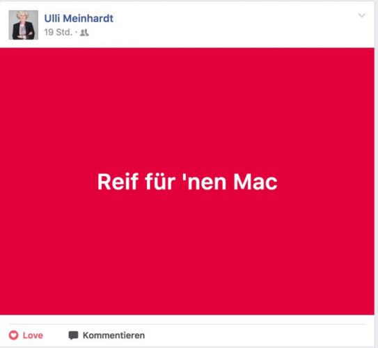 Ulli Meinhardts Facebook-Post zum Mac