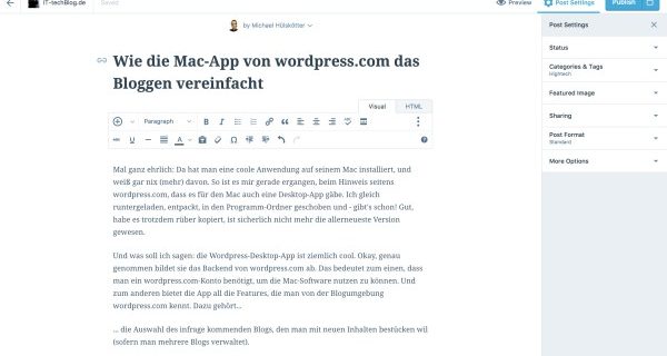 Wordpress-App in Aktion