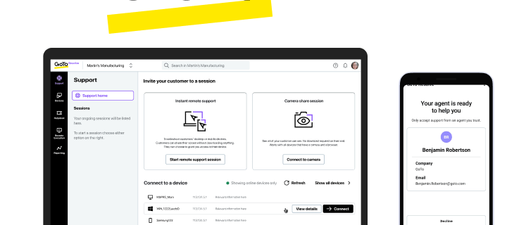 GoTo Resolve ermöglicht intuitiven und sicheren Remote-Support